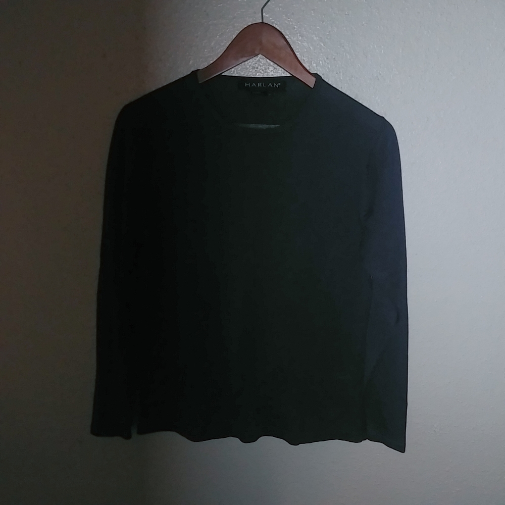 Harlan M Silk Knit Long Sleeved Crew Neck Pullover Top Eggplant - Picture 7 of 7